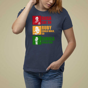 Harris 2024 T Shirt For Women Rosa Sat So Ruby Could Walk So Kamala Could Run TS11 Navy Print Your Wear