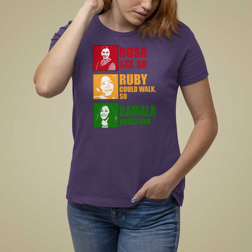 Harris 2024 T Shirt For Women Rosa Sat So Ruby Could Walk So Kamala Could Run TS11 Purple Print Your Wear