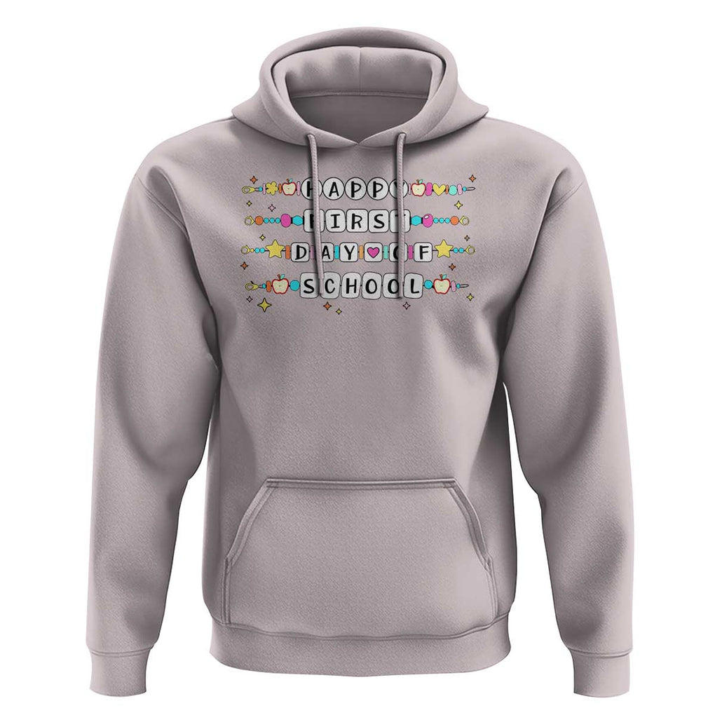Happy First Day Of School Hoodie Student Teacher Bracelet Retro Groove TS11 Ice Gray Print Your Wear