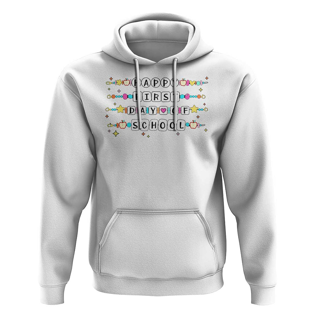 Happy First Day Of School Hoodie Student Teacher Bracelet Retro Groove TS11 White Print Your Wear