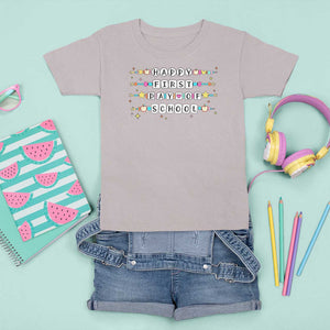 Happy First Day Of School T Shirt For Kid Student Teacher Bracelet Retro Groove TS11 Ice Gray Print Your Wear