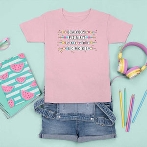 Happy First Day Of School T Shirt For Kid Student Teacher Bracelet Retro Groove TS11 Light Pink Print Your Wear