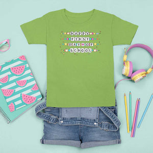 Happy First Day Of School T Shirt For Kid Student Teacher Bracelet Retro Groove TS11 Lime Print Your Wear
