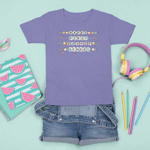Happy First Day Of School T Shirt For Kid Student Teacher Bracelet Retro Groove TS11 Violet Print Your Wear