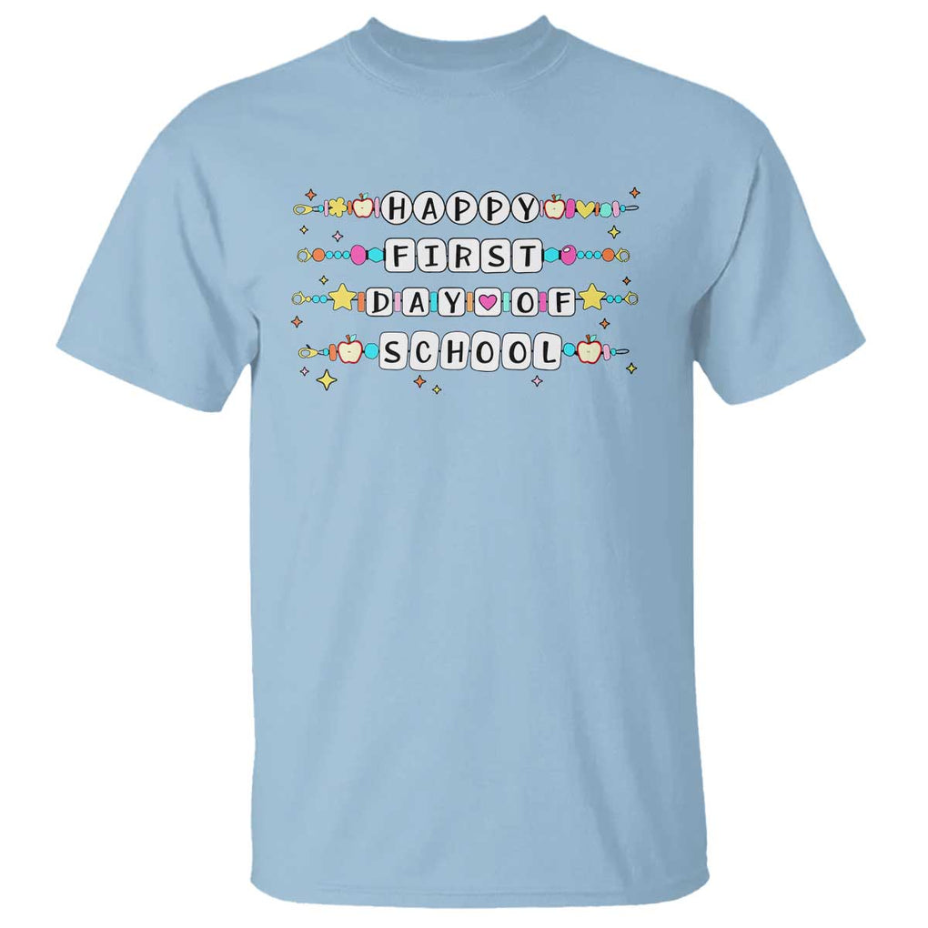 Happy First Day Of School T Shirt Student Teacher Bracelet Retro Groove TS11 Light Blue Print Your Wear