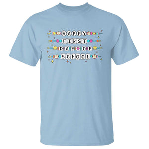 Happy First Day Of School T Shirt Student Teacher Bracelet Retro Groove TS11 Light Blue Print Your Wear