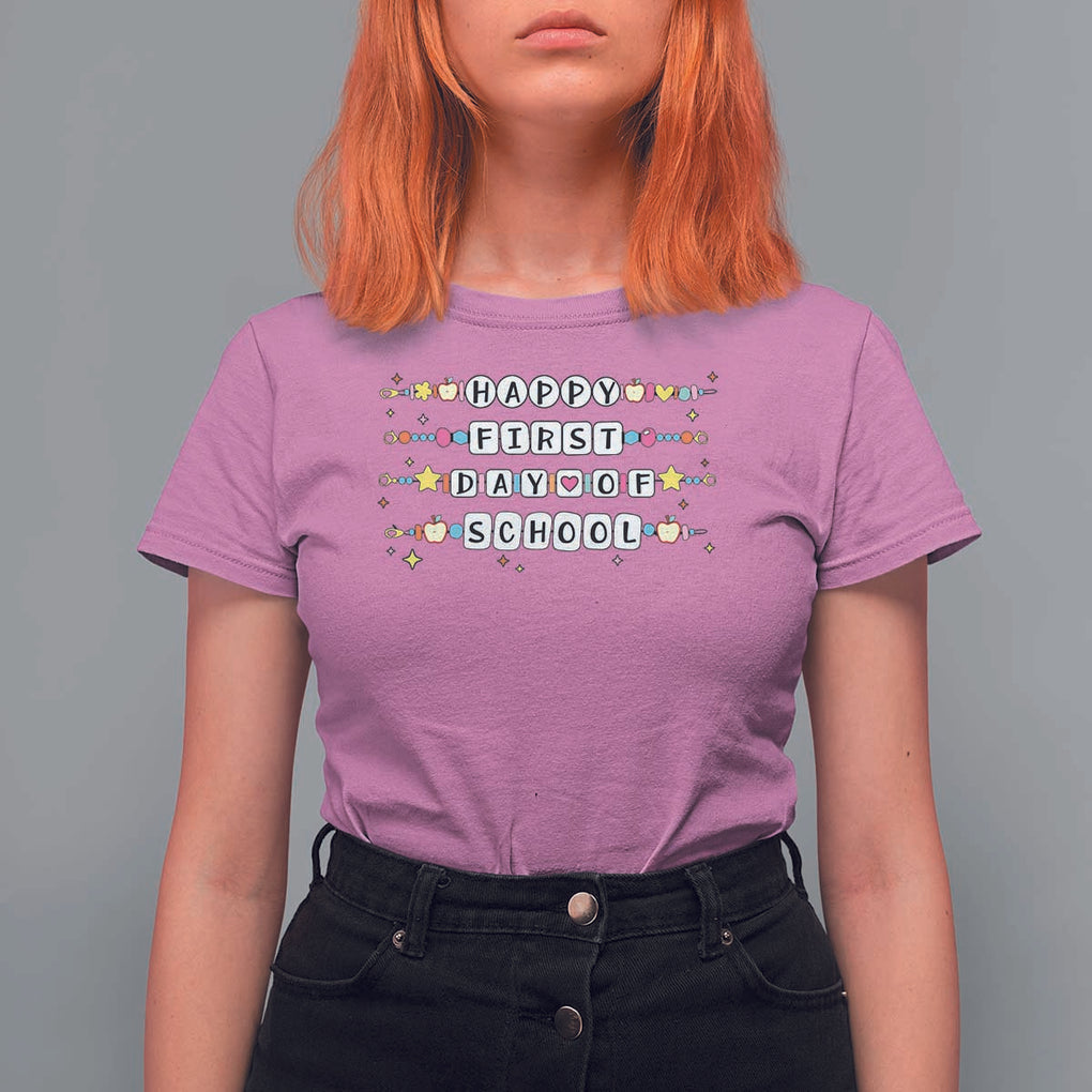Happy First Day Of School T Shirt For Women Student Teacher Bracelet Retro Groove TS11 Azalea Print Your Wear