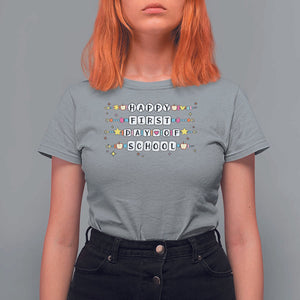 Happy First Day Of School T Shirt For Women Student Teacher Bracelet Retro Groove TS11 Sport Gray Print Your Wear