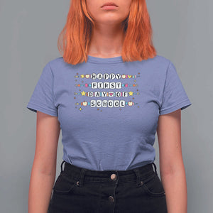 Happy First Day Of School T Shirt For Women Student Teacher Bracelet Retro Groove TS11 Violet Print Your Wear