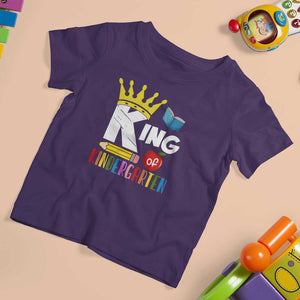 King Of Kindergarten T Shirt For Kid Back To School Crown Apple Pen Book TS11 Purple Print Your Wear