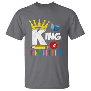 King Of Kindergarten T Shirt Back To School Crown Apple Pen Book TS11 Charcoal Print Your Wear
