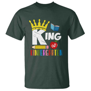 King Of Kindergarten T Shirt Back To School Crown Apple Pen Book TS11 Dark Forest Green Print Your Wear