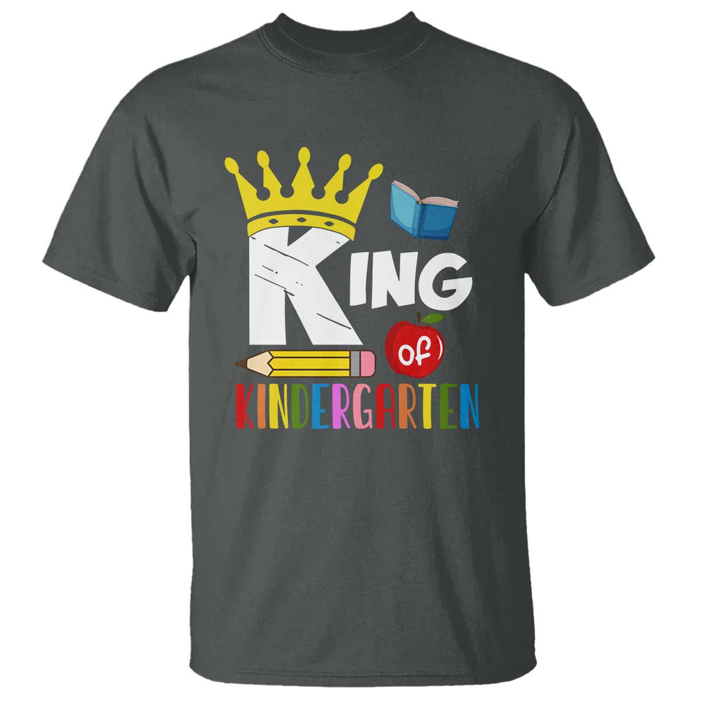 King Of Kindergarten T Shirt Back To School Crown Apple Pen Book TS11 Dark Heather Print Your Wear