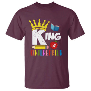 King Of Kindergarten T Shirt Back To School Crown Apple Pen Book TS11 Maroon Print Your Wear