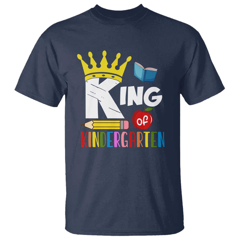 King Of Kindergarten T Shirt Back To School Crown Apple Pen Book TS11 Navy Print Your Wear