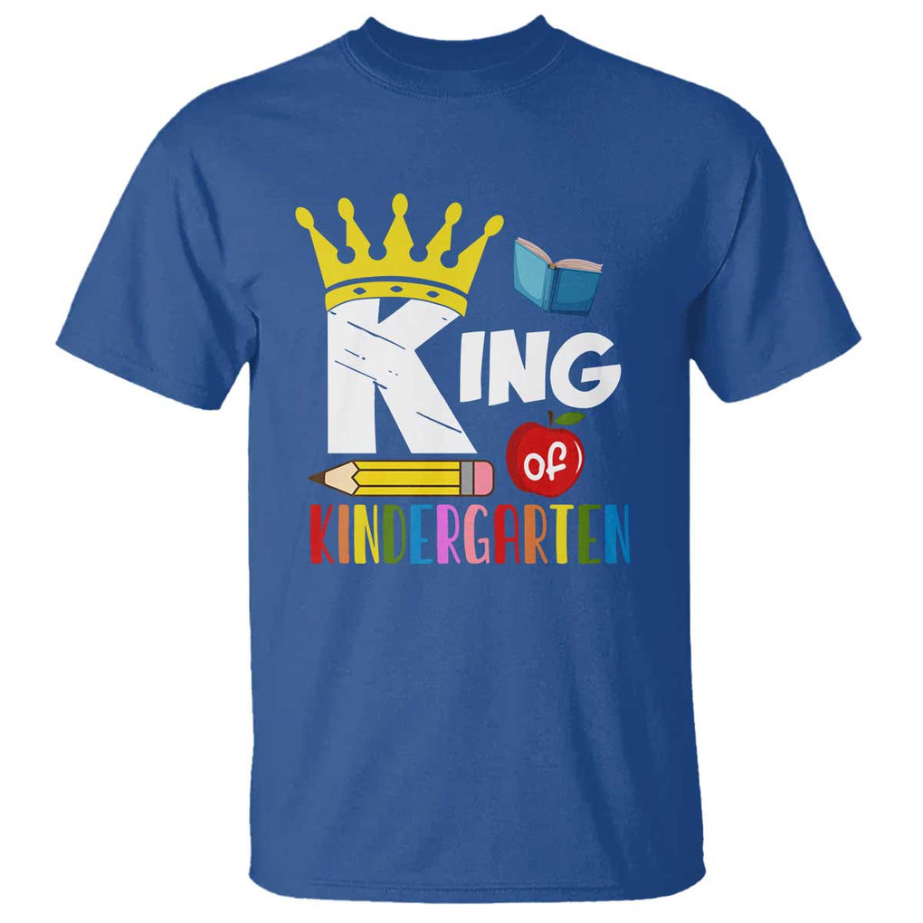 King Of Kindergarten T Shirt Back To School Crown Apple Pen Book TS11 Royal Blue Print Your Wear