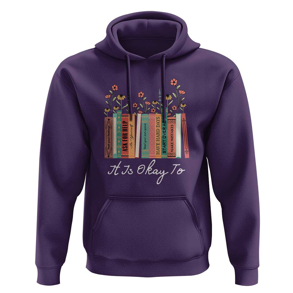 Positive Quotes Book Hoodie It's Okay To Feel Your Feelings Be Yourself Make Mistakes TS11 Purple Print Your Wear