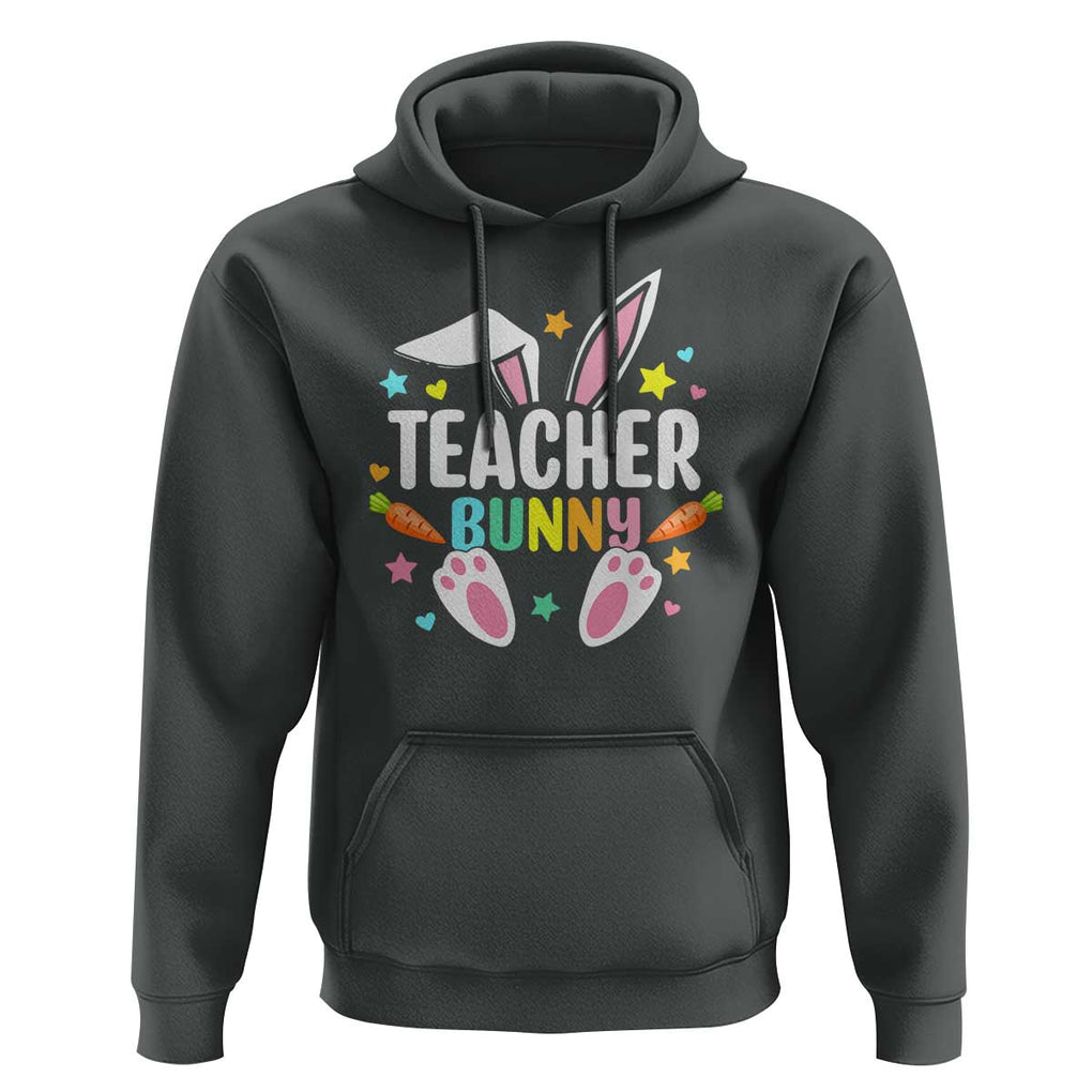 Teacher Bunny Hoodie Rabbit Ears Easter Day Carrot Star Heart TS11 Dark Heather Print Your Wear