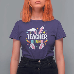 Teacher Bunny T Shirt For Women Rabbit Ears Easter Day Carrot Star Heart TS11 Purple Print Your Wear