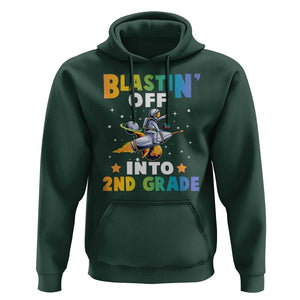 Funny Back To School Space Hoodie Blastin' Off Into 2nd Grade Astronaut Rocket TS11 Dark Forest Green Print Your Wear