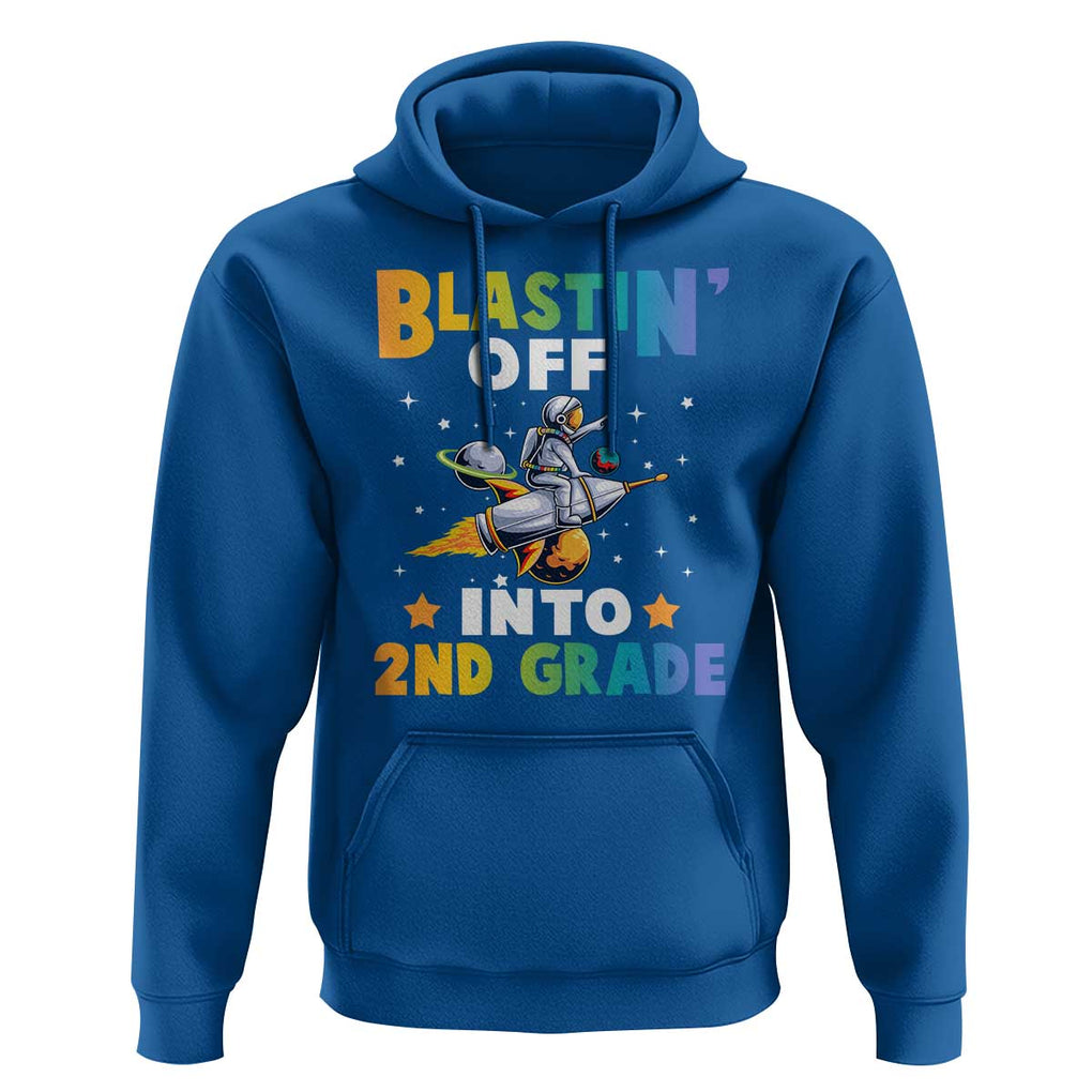 Funny Back To School Space Hoodie Blastin' Off Into 2nd Grade Astronaut Rocket TS11 Royal Blue Print Your Wear