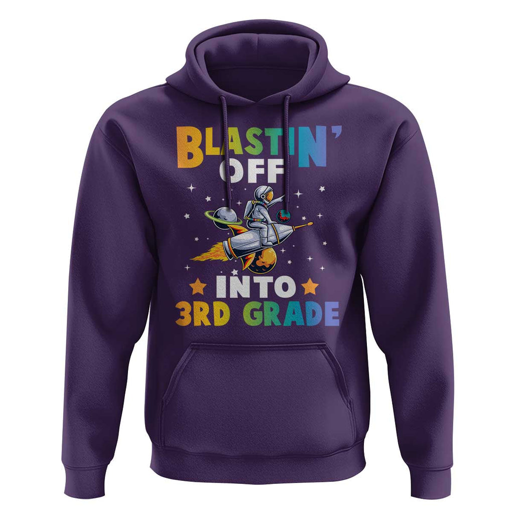 Funny Back To School Space Hoodie Blastin' Off Into 3rd Grade Astronaut Rocket TS11 Purple Print Your Wear