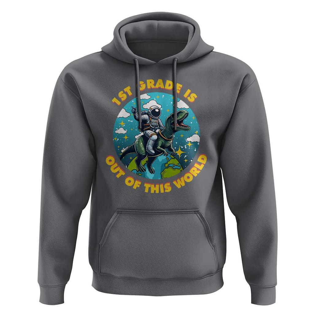 Funny Back To School Space Hoodie 2ND Grade Is Out Of This World Dinosaur Astronaut Planet TS11 Charcoal Print Your Wear