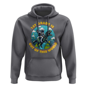 Funny Back To School Space Hoodie 2ND Grade Is Out Of This World Dinosaur Astronaut Planet TS11 Charcoal Print Your Wear