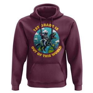 Funny Back To School Space Hoodie 2ND Grade Is Out Of This World Dinosaur Astronaut Planet TS11 Maroon Print Your Wear