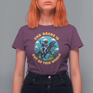 Funny Back To School Space T Shirt For Women 1ST Grade Is Out Of This World Dinosaur Astronaut Planet TS11 Maroon Print Your Wear