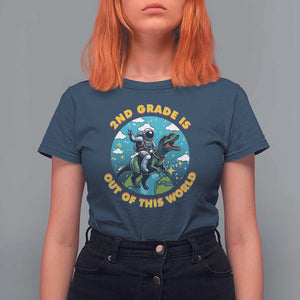 Funny Back To School Space T Shirt For Women 1ST Grade Is Out Of This World Dinosaur Astronaut Planet TS11 Navy Print Your Wear