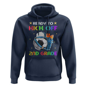 Ready To Kick Off 2nd Grade Hoodie Back To School Soccer Backpacks Ruller Pencil TS11 Navy Print Your Wear