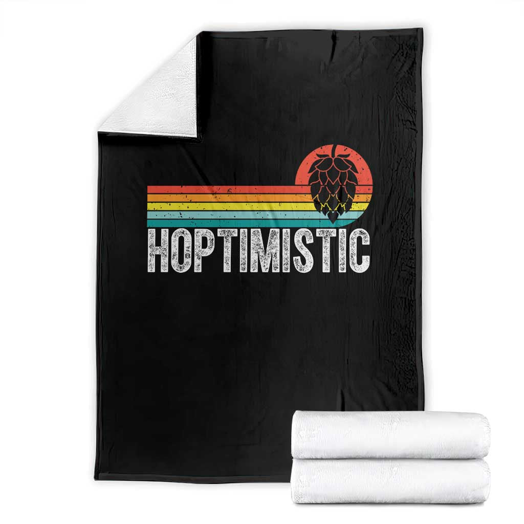 Funny Hops Craft Beer Lover Throw Blanket Hoptimistic Retro Vintage Home Brewing TS11 Black Print Your Wear