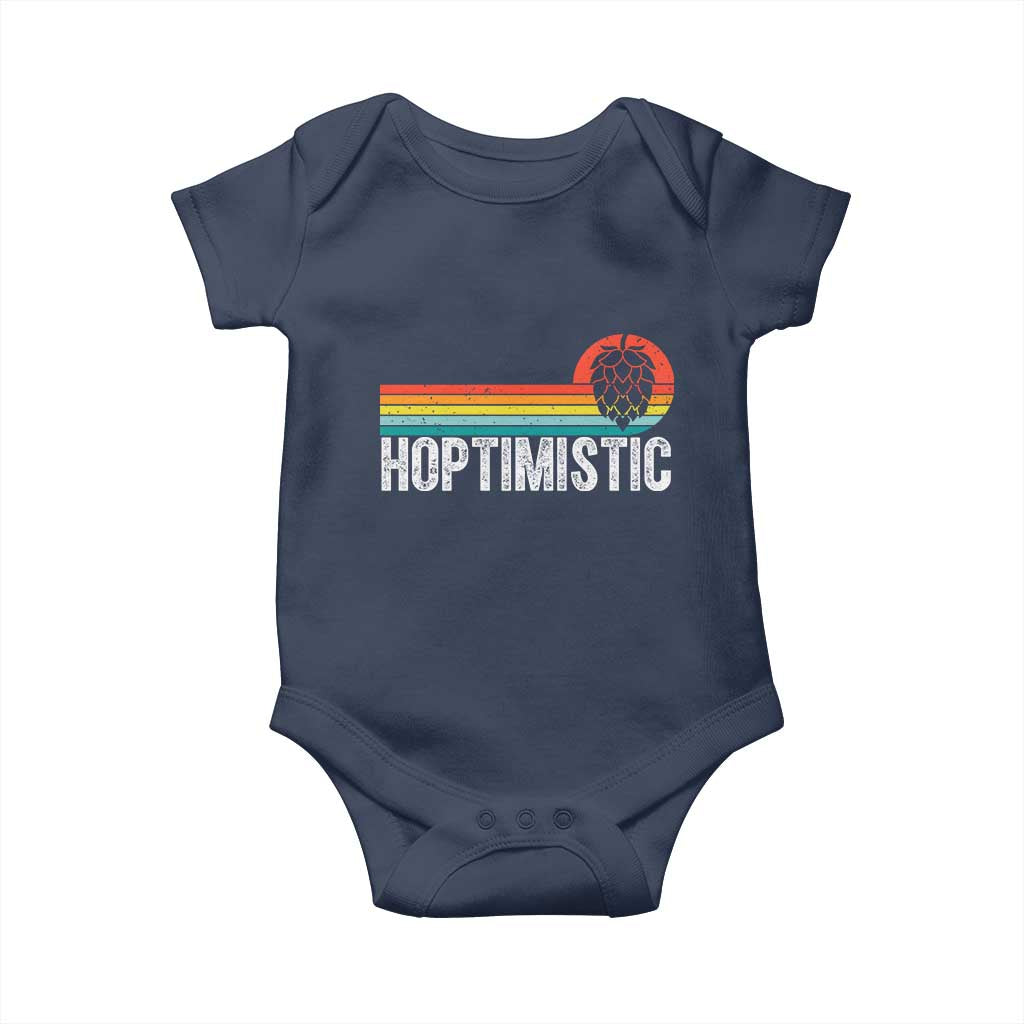 Funny Hops Craft Beer Lover Baby Onesie Hoptimistic Retro Vintage Home Brewing TS11 Navy Print Your Wear