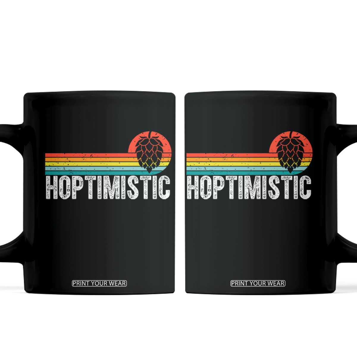 Funny Hops Craft Beer Lover Coffee Mug Hoptimistic Retro Vintage Home Brewing TS11 Black Print Your Wear