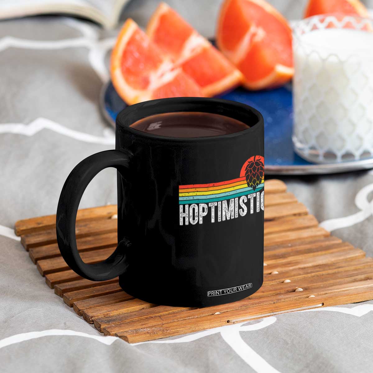 Funny Hops Craft Beer Lover Coffee Mug Hoptimistic Retro Vintage Home Brewing TS11 Print Your Wear