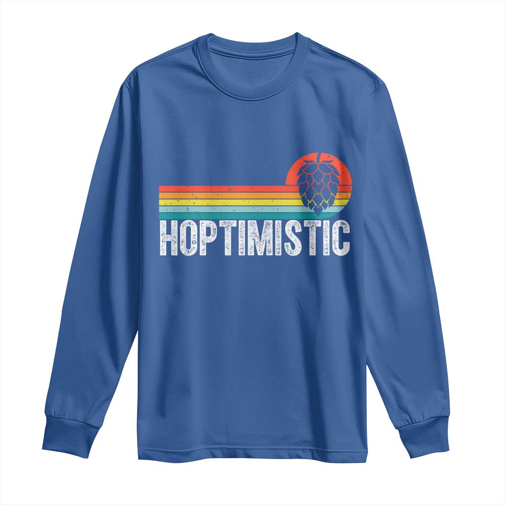 Funny Hops Craft Beer Lover Long Sleeve Shirt Hoptimistic Retro Vintage Home Brewing TS11 Royal Blue Print Your Wear