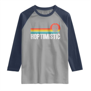Funny Hops Craft Beer Lover Raglan Shirt Hoptimistic Retro Vintage Home Brewing TS11 Sport Gray Navy Print Your Wear