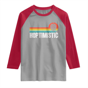 Funny Hops Craft Beer Lover Raglan Shirt Hoptimistic Retro Vintage Home Brewing TS11 Sport Gray Red Print Your Wear