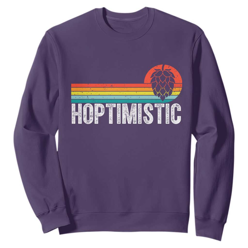 Funny Hops Craft Beer Lover Sweatshirt Hoptimistic Retro Vintage Home Brewing TS11 Purple Print Your Wear