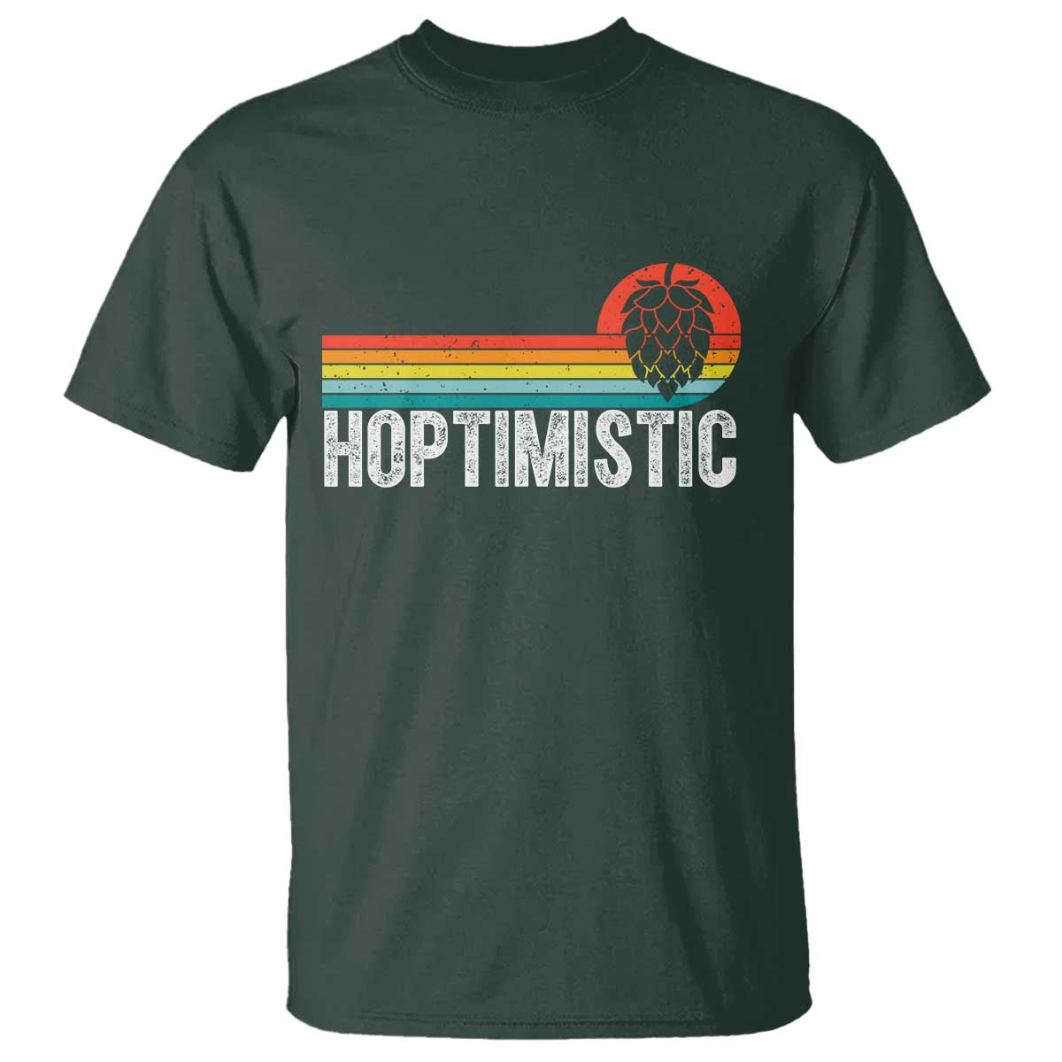 Funny Hops Craft Beer Lover T Shirt Hoptimistic Retro Vintage Home Brewing TS11 Dark Forest Green Print Your Wear