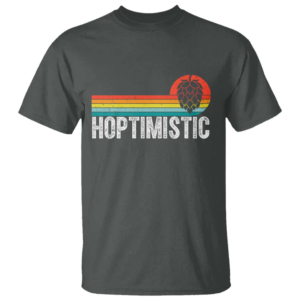 Funny Hops Craft Beer Lover T Shirt Hoptimistic Retro Vintage Home Brewing TS11 Dark Heather Print Your Wear