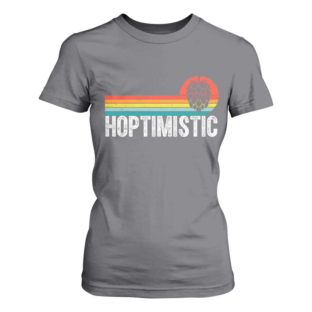 Funny Hops Craft Beer Lover T Shirt For Women Hoptimistic Retro Vintage Home Brewing TS11 Charcoal Print Your Wear