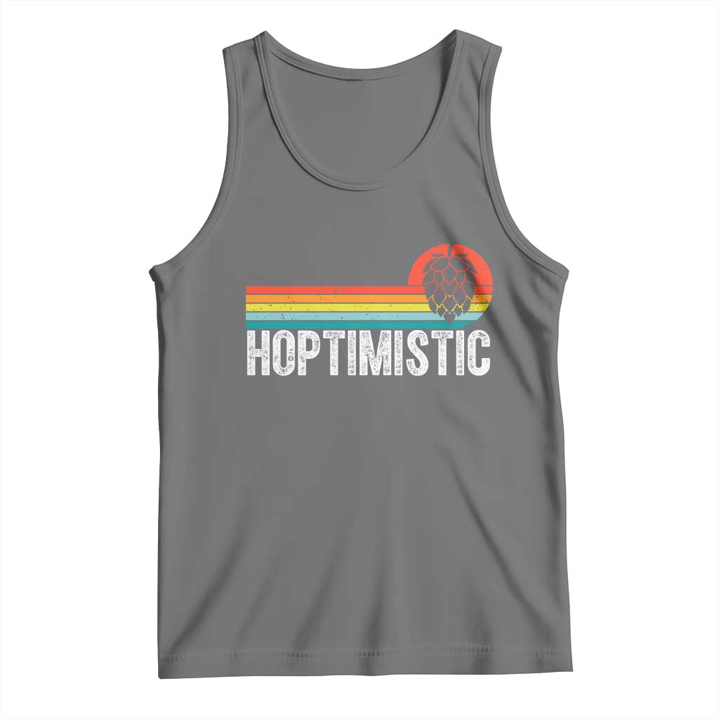 Funny Hops Craft Beer Lover Tank Top Hoptimistic Retro Vintage Home Brewing TS11 Black Heather Print Your Wear