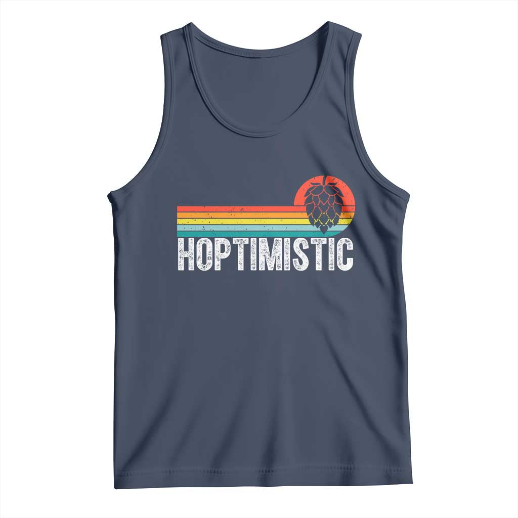 Funny Hops Craft Beer Lover Tank Top Hoptimistic Retro Vintage Home Brewing TS11 Navy Print Your Wear