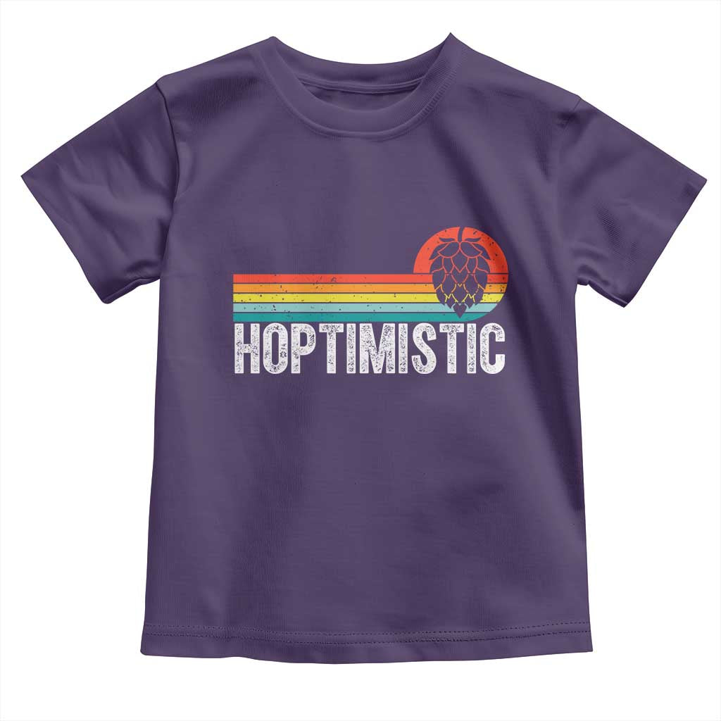 Funny Hops Craft Beer Lover Toddler T Shirt Hoptimistic Retro Vintage Home Brewing TS11 Purple Print Your Wear