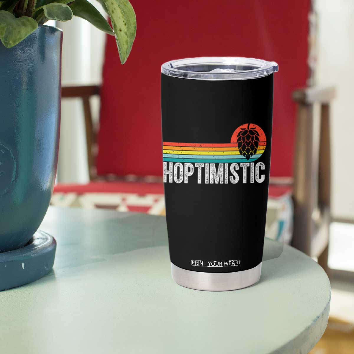 Funny Hops Craft Beer Lover Tumbler Cup Hoptimistic Retro Vintage Home Brewing TS11 Print Your Wear