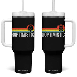 Funny Hops Craft Beer Lover Tumbler With Handle Hoptimistic Retro Vintage Home Brewing TS11 One Size: 40 oz Black Print Your Wear
