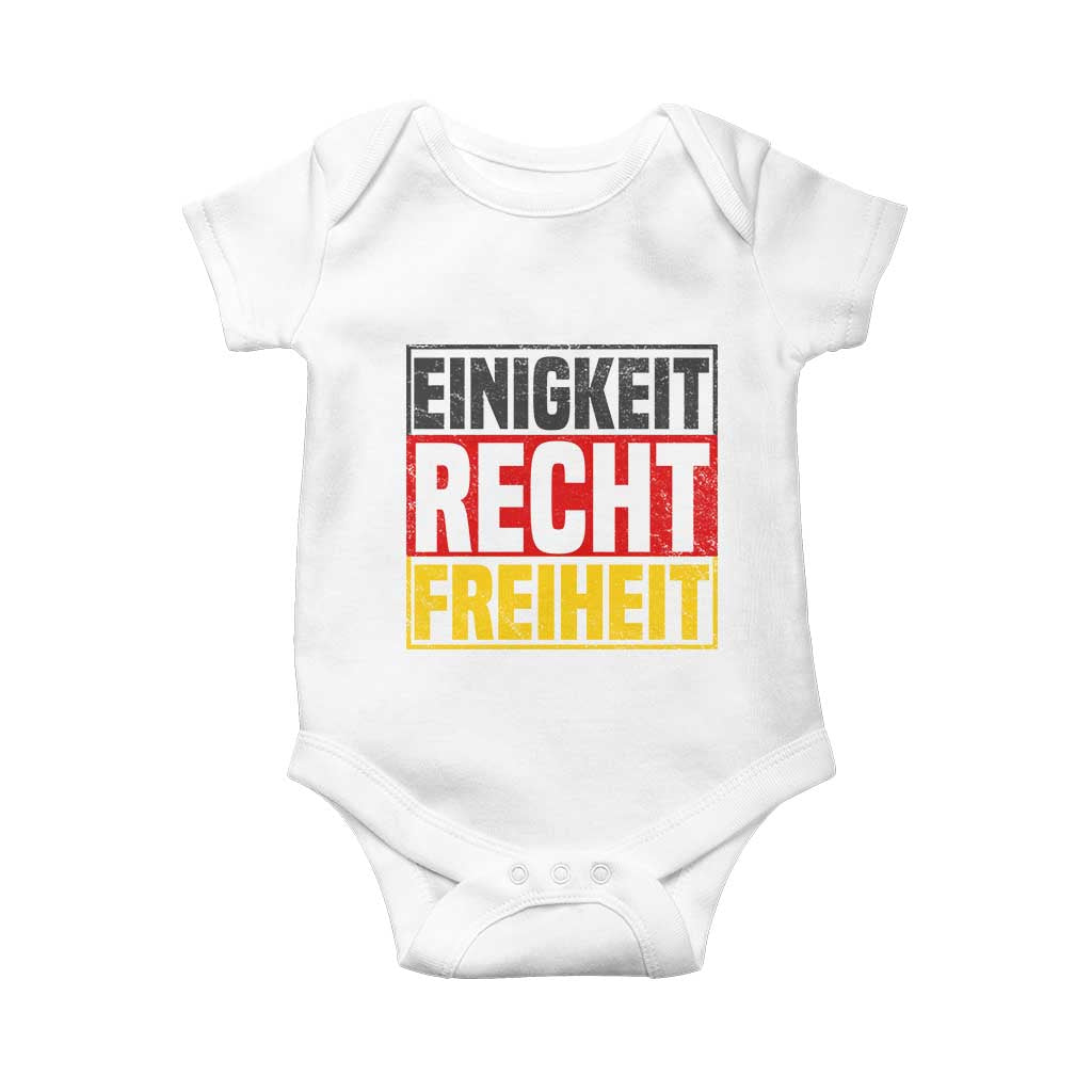 Proud Germany Baby Onesie Einigkeit Recht Freiheit German Flag TS11 White Print Your Wear