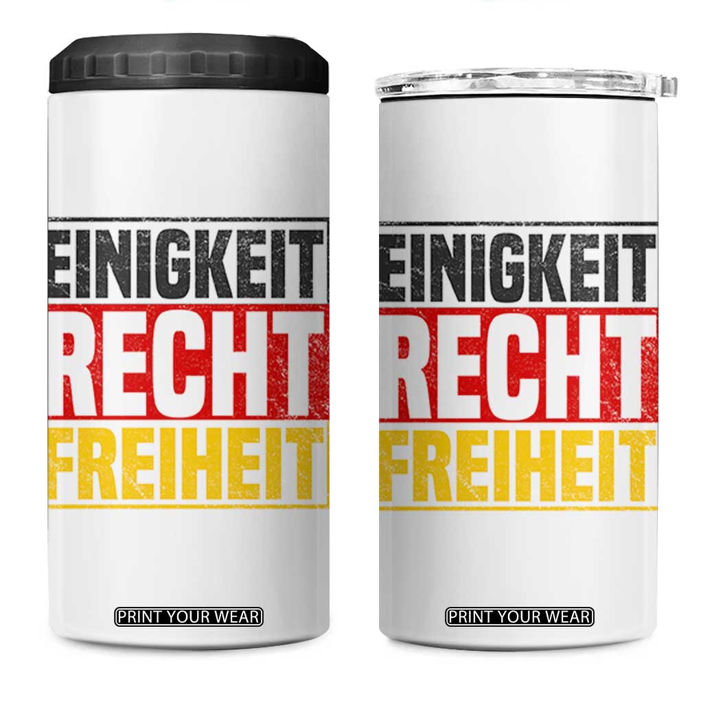 Proud Germany 4 in 1 Can Cooler Tumbler Einigkeit Recht Freiheit German Flag TS11 One Size: 16 oz White Print Your Wear